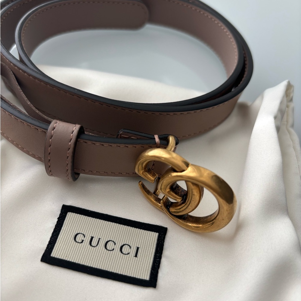 Gucci Brown Leather Belt with Gold Double G Buckle - Picture 5 of 8
